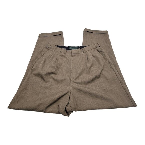 Adjust A Band Pleated Pants Brown 38S  Polyester Stretch Waistband - Picture 8 of 9